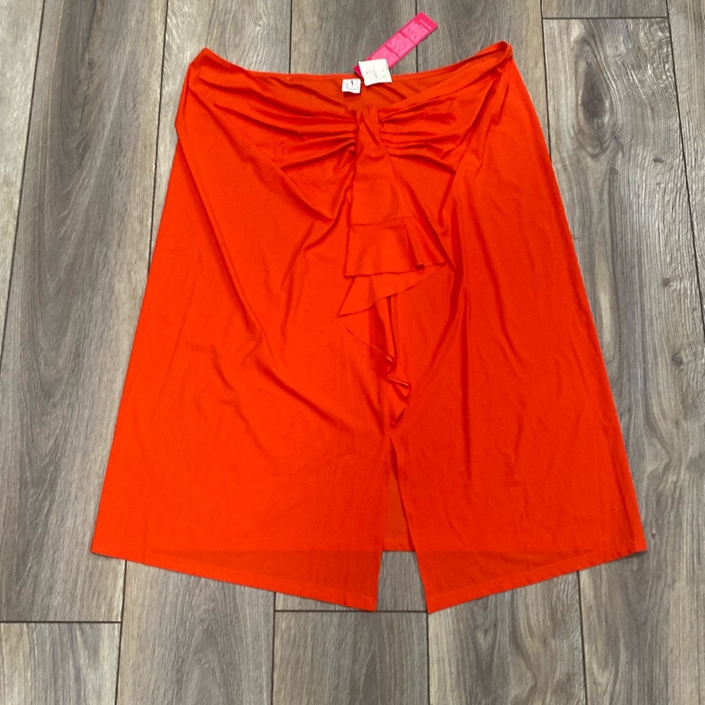 NWT GOTTEX Red Orange Contour Ruffle Swim Skirt Sz 2x